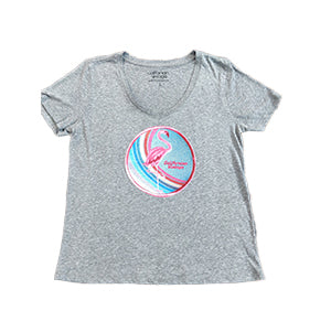 california vintage Flamingo V-Neck Tee White