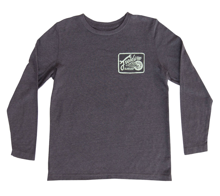California Vintage Freedom Crew Neck LS Charcoal