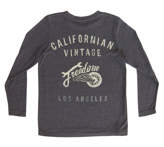 california vintage Freedom Crew Neck LS Charcoal