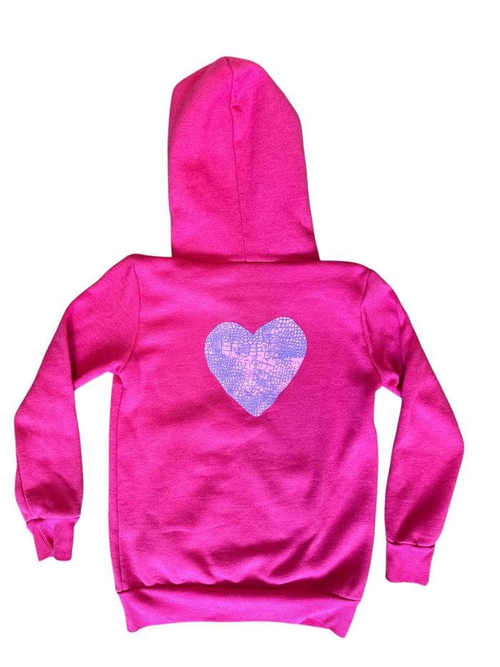 california vintage Leather Heart Zip Up Hoodie