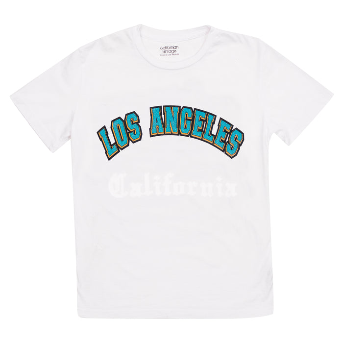 california vintage Letterman M Tee White White