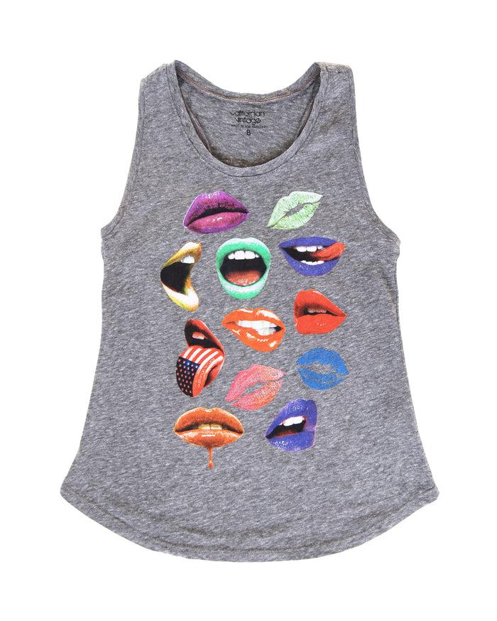 California Vintage Lips Tank White