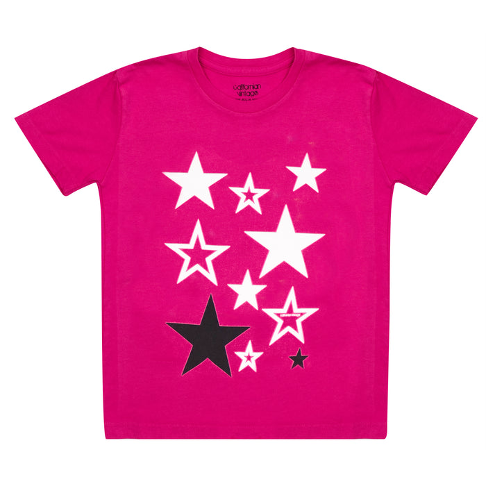 california vintage Neon Stars Tee Fushia Fushia