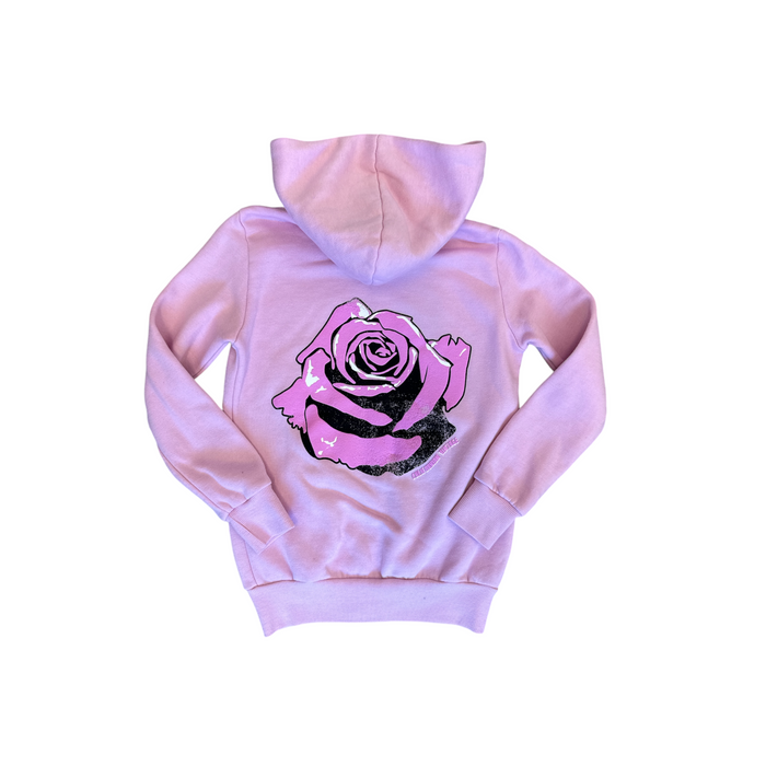 california vintage One Rose Zip Up Hoodie Pink