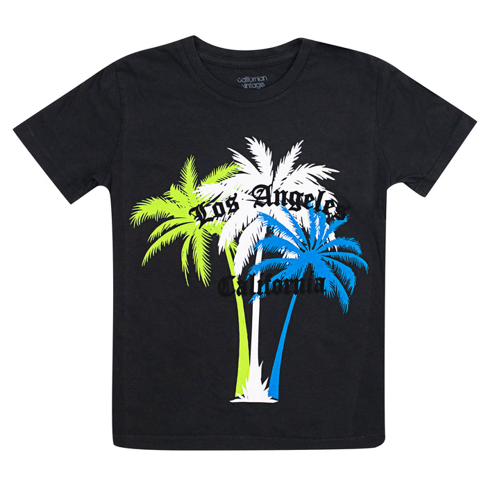 california vintage Palms L.A. M Charcoal Tee Black