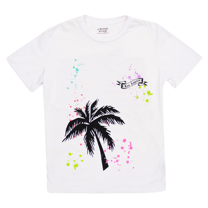 california vintage Palms W Tee White White