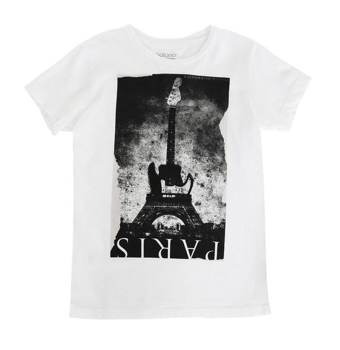 california vintage Paris Guitar Tee White