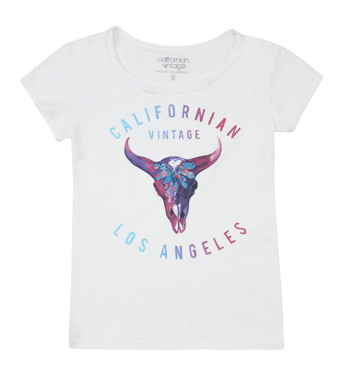 california vintage Pink Desert Crew Neck Tee White