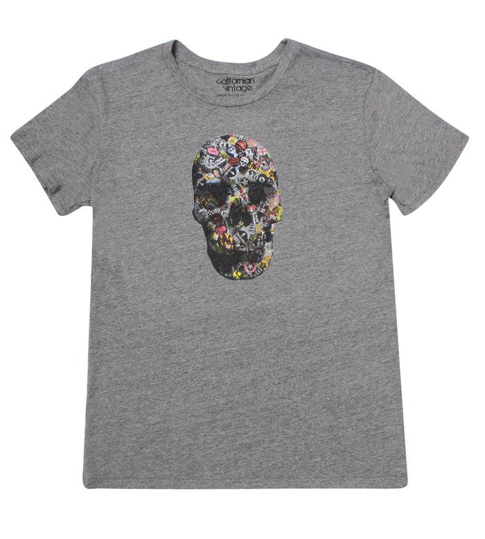 California Vintage Pinskull Crew Neck Tee Charcoal