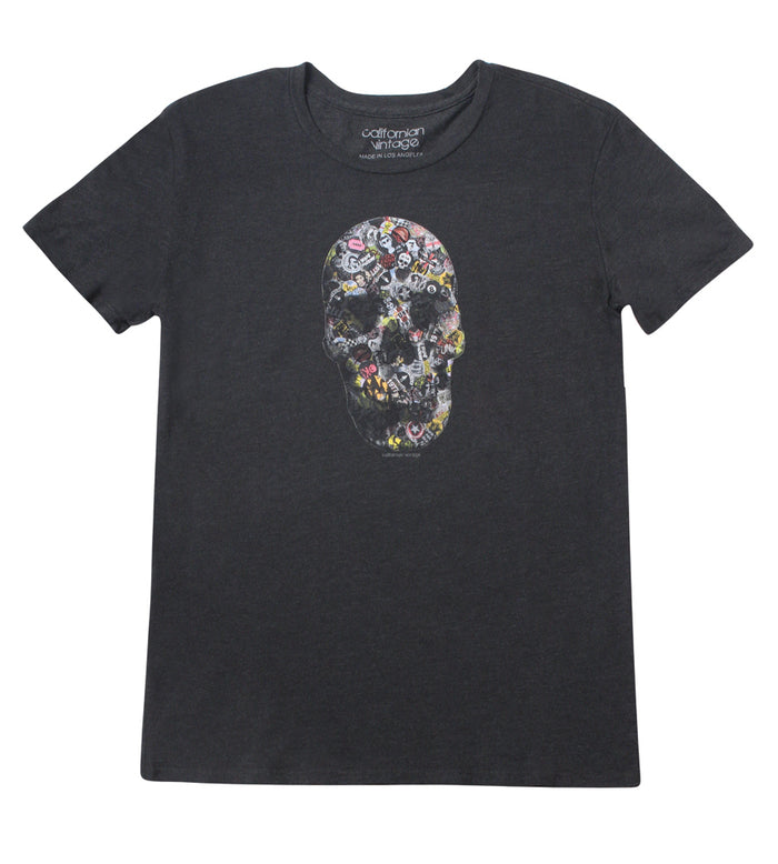 california vintage Pinskull Crew Neck Tee Charcoal