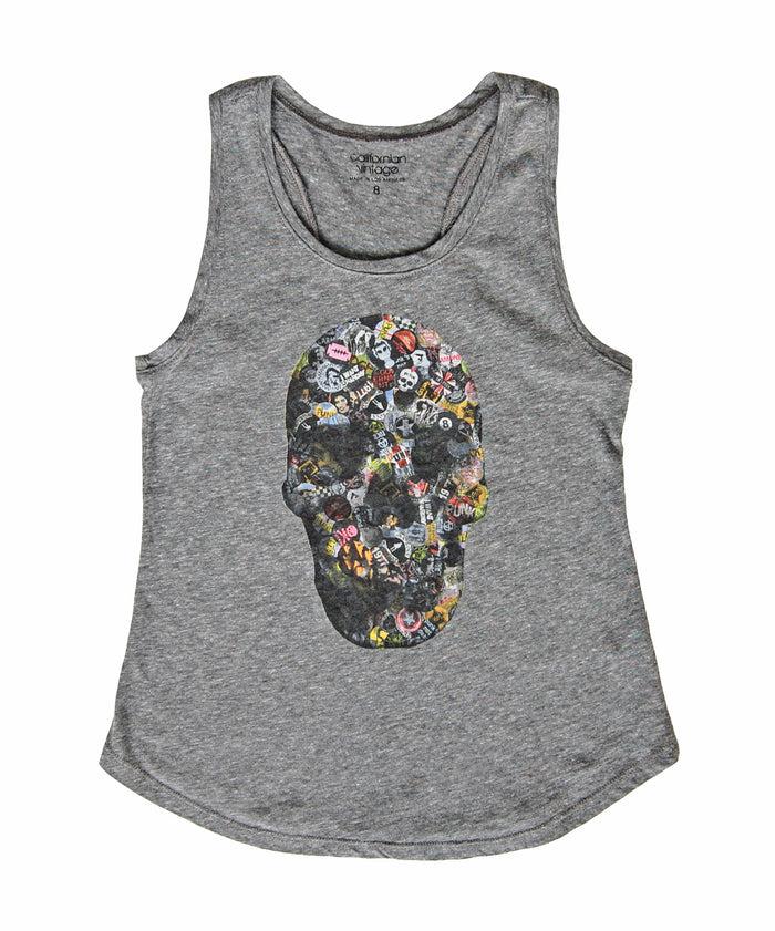 california vintage Pinskull Tank Heather Grey