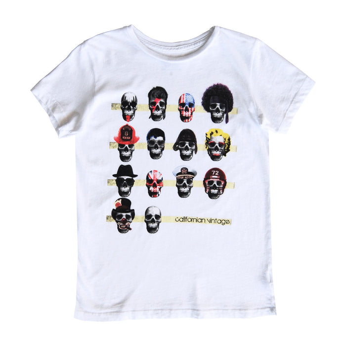 california vintage Skull Stripe Tee White