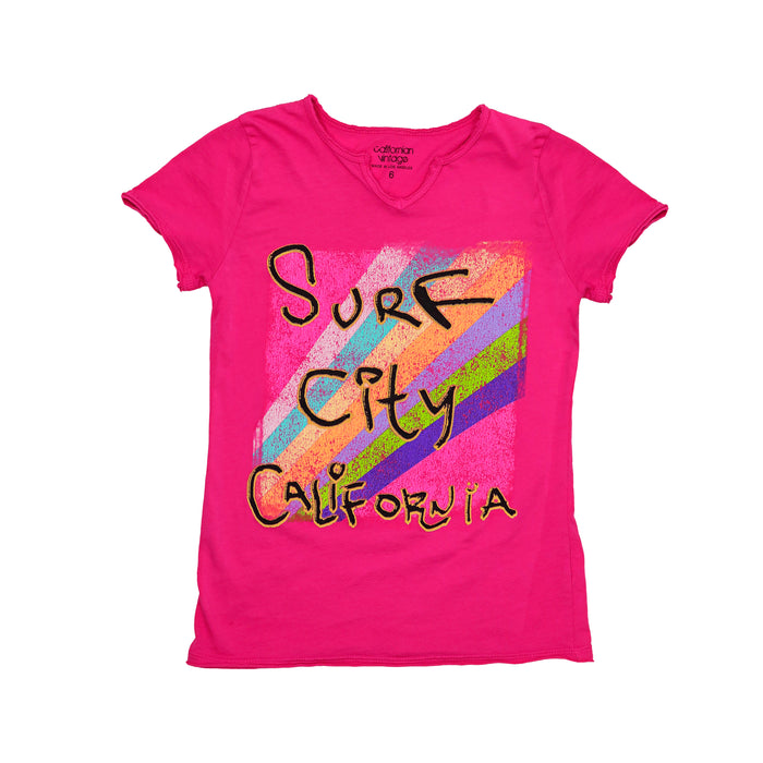 california vintage Spray L.A. W Henley Fushia