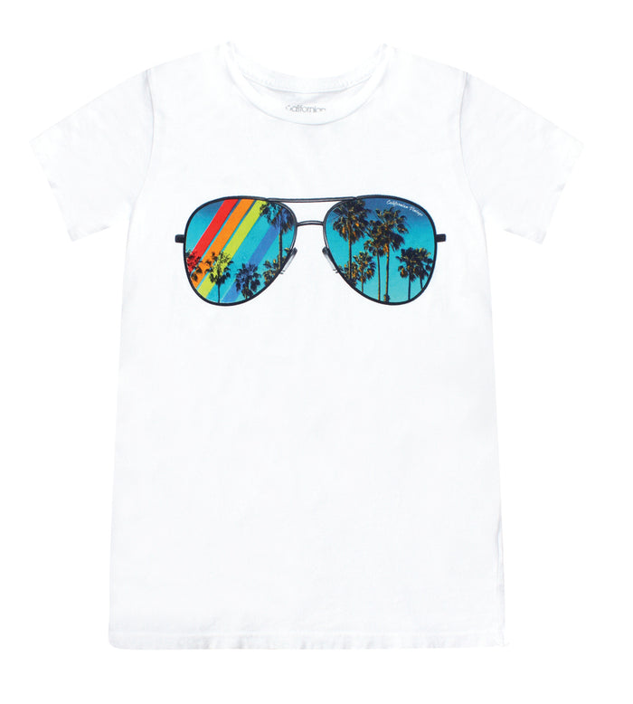california vintage Sunglasses Tee White White