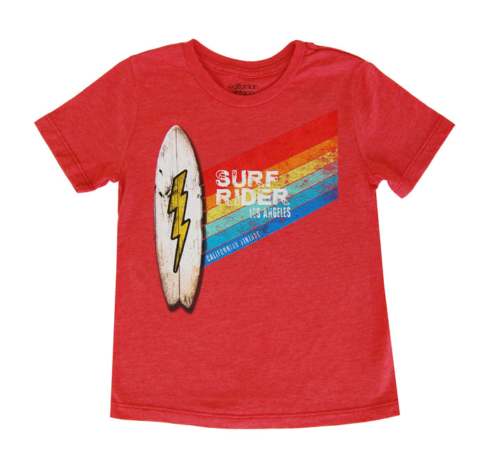 california vintage Surf Rider Crew Neck Tee Red