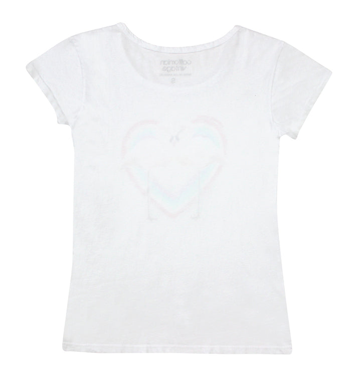 California Vintage White Heart Flamingo Tee White