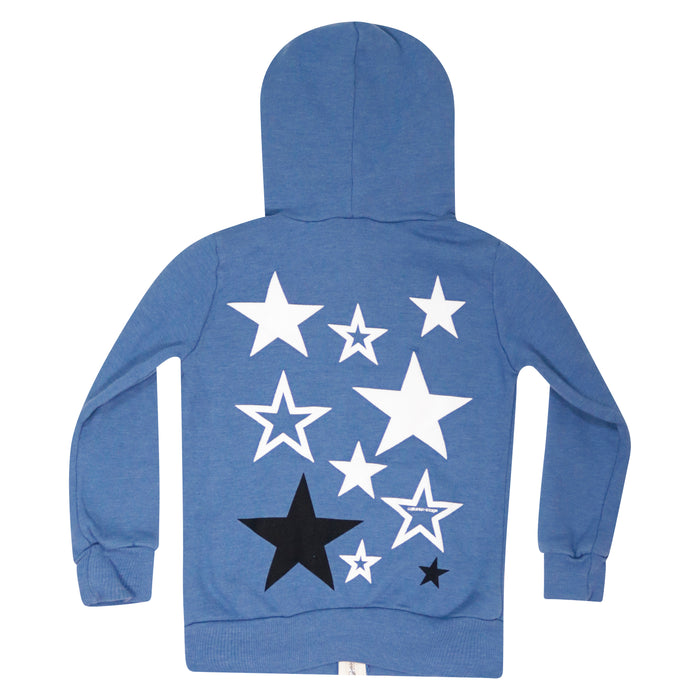 california vintage Neon Stars Zip Up Hoodie Dusty Blue