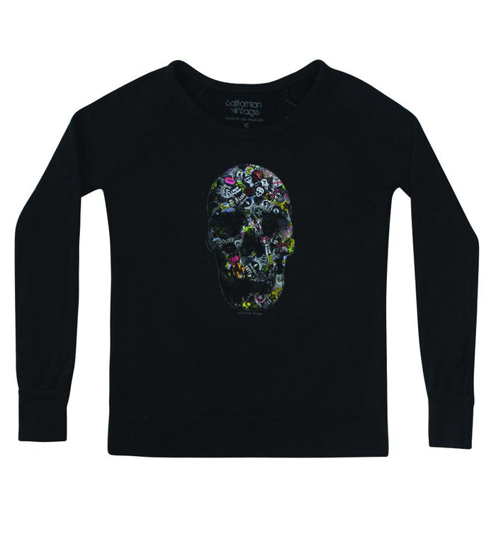 california vintage Pinskull Deep Crew Neck Sweatshirt Charcoal