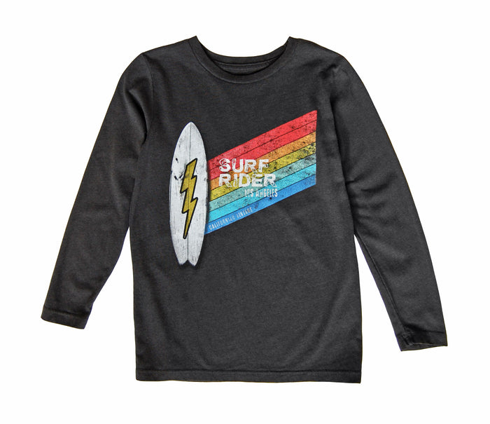 california vintage Surf Rider Crew Neck LS Tee Charcoal