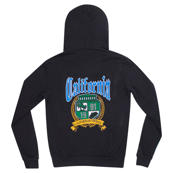 california vintage University Zip Up Hoodie Charcoal