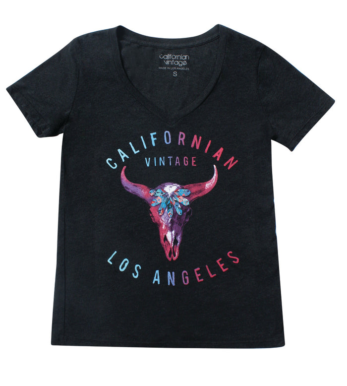 California Vintage White Pink Desert V-Neck Tee White