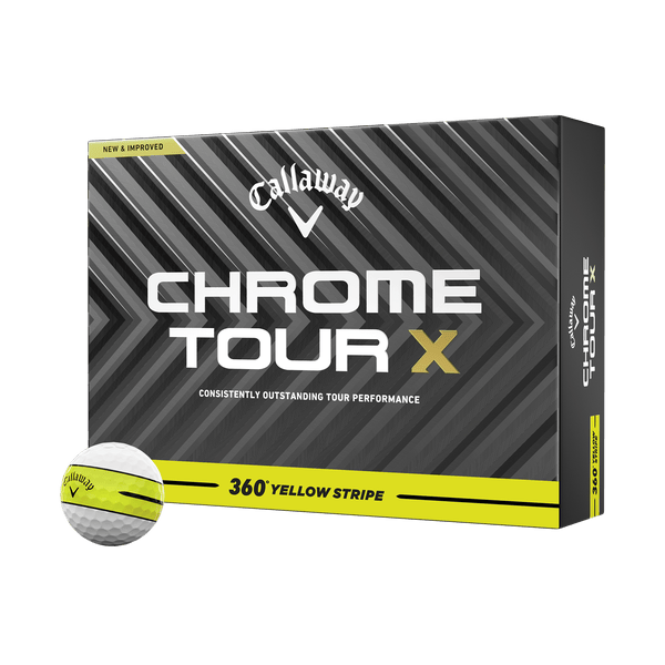 Callaway Golf Chrome Tour X 360 Yellow Stripe Golf Balls