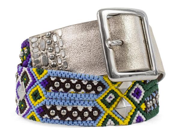 calleen cordero 1.75" Woven Belt Dusty Gold w/ Nickel Art