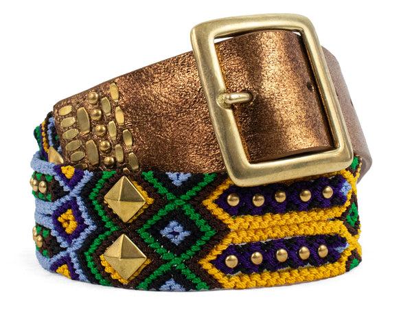 calleen cordero 1.75" Woven Belt Otago Tobacco w/ Brass Art
