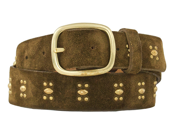 Calleen Cordero Abeja 1.25" Belt Stone Suede W/ Nickel Art