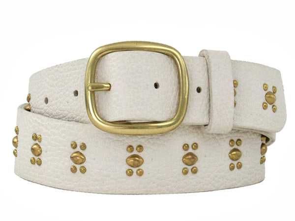 Calleen Cordero Abeja 1.25" Belt Stone Suede W/ Nickel Art