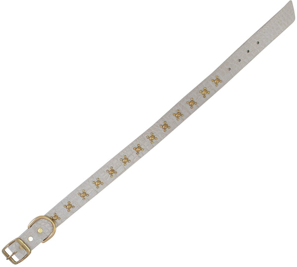 Calleen Cordero Abeja 17" Dog Collars Black Croco W/ Brass Art