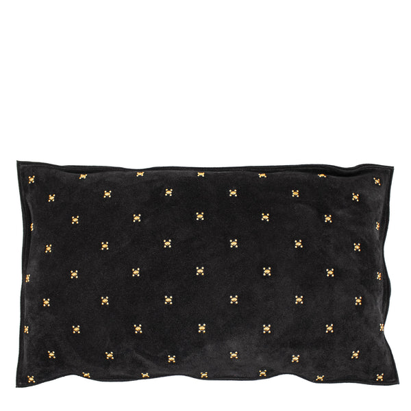 calleen cordero Abeja 26" x 16" Pillow Case Abeja Art - Black Suede w/ Brass
