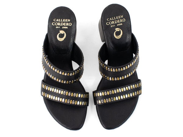 Calleen Cordero Adella 50 Heel Black Belmont W/ Brass & Nickel Art