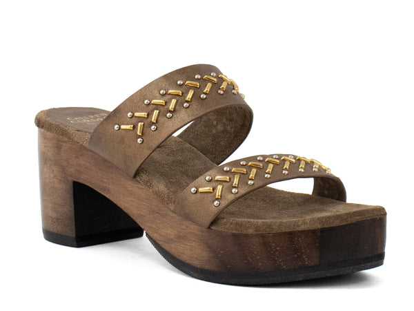 calleen cordero Adella Kiva Heel Bronze Vision w/ Brass & Nickel Art