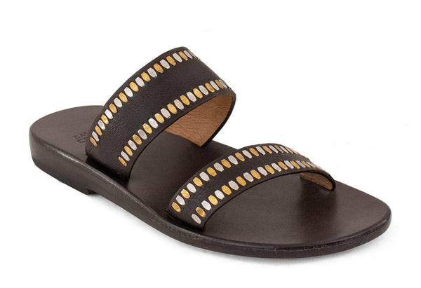 calleen cordero Adella Sandal Brown Leather w/ Brass & Nickel