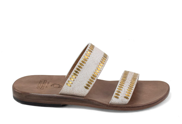 Calleen Cordero Adella Sandal White Pearl W/ Brass Art