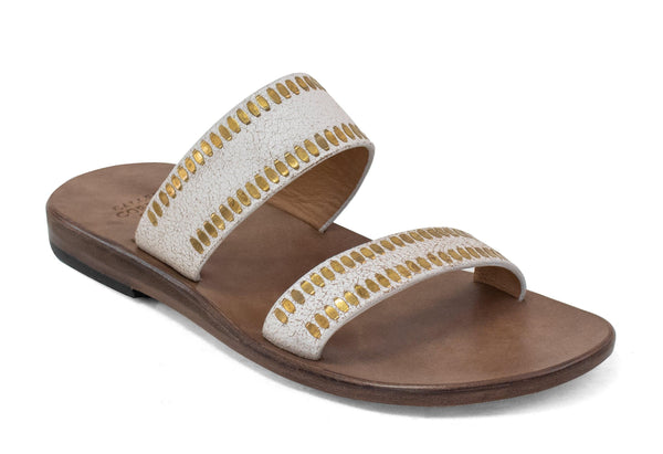 calleen cordero Adella Sandal White Pearl w/ Brass Art