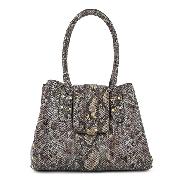 Calleen Cordero Ago 2 M-Tote Dk Brown Lizard W/ Brass Art