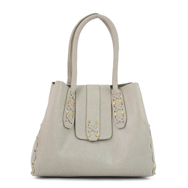 Calleen Cordero Ago 2 M-Tote Dk Brown Lizard W/ Brass Art