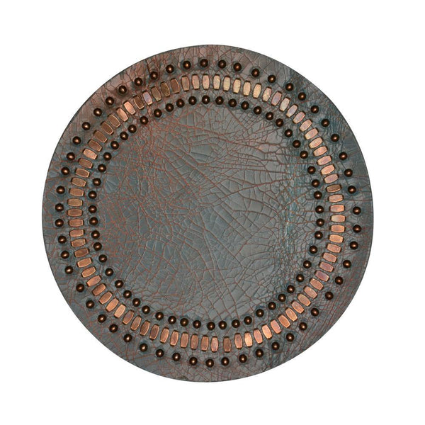 Calleen Cordero Alana Coasters (QTY 2 Pc) Aqua Copper Cracked W/ Black & Copper Set Of 2