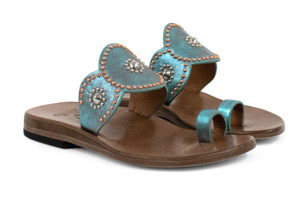 Calleen Cordero Alina Sandal Aqua Rust W/ Copper & Nickel Art