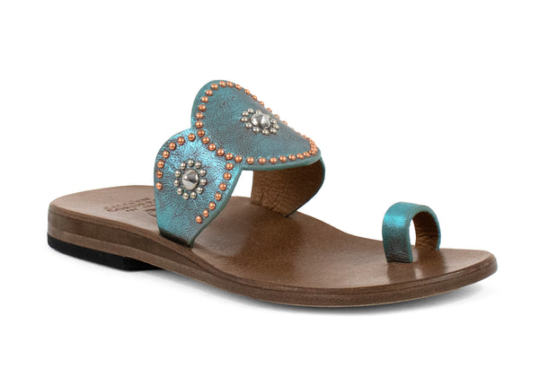 calleen cordero Alina Sandal Aqua Rust w/ Copper & Nickel Art
