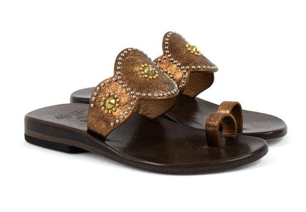 Calleen Cordero Alina Sandal Otago Tobacco W/ Brass & Nickel Art