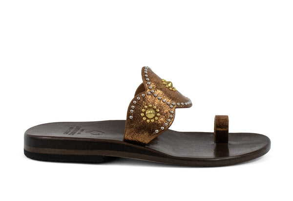 Calleen Cordero Alina Sandal Otago Tobacco W/ Brass & Nickel Art