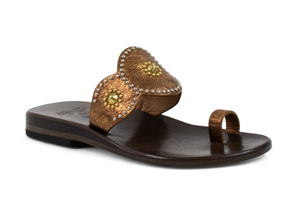 calleen cordero Alina Sandal Otago Tobacco w/ Brass & Nickel Art