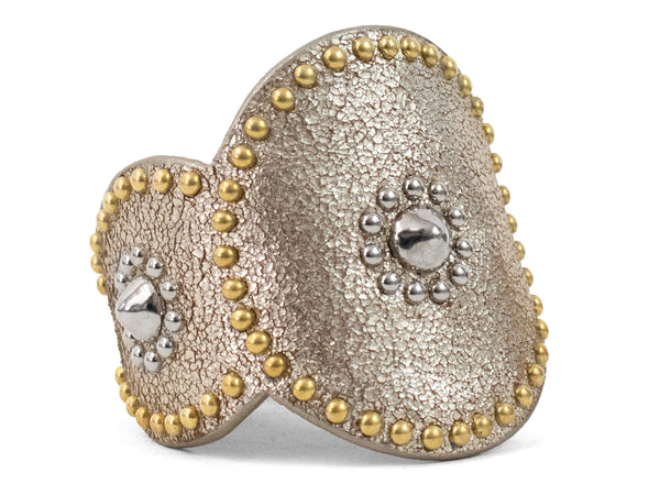 Calleen Cordero Alina Sculpted Bracelet Aqua Rust Suede W/ Copper & Nickel Art