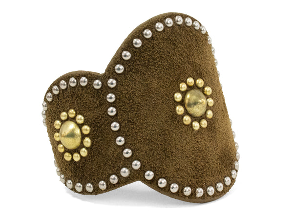 Calleen Cordero Alina Sculpted Bracelet Sienna Suede W/ Brass & Nickel Art