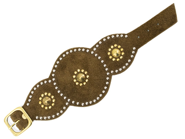 Calleen Cordero Alina Sculpted Bracelet Sienna Suede W/ Brass & Nickel Art