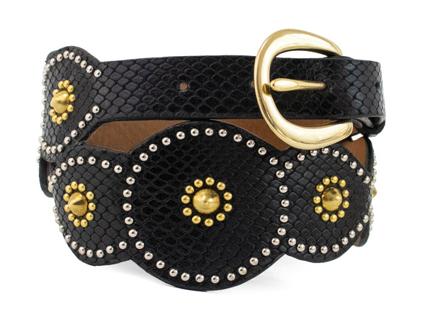 Calleen Cordero Alina Waist Belt Dusty Gold W/ Brass & Nickel Art