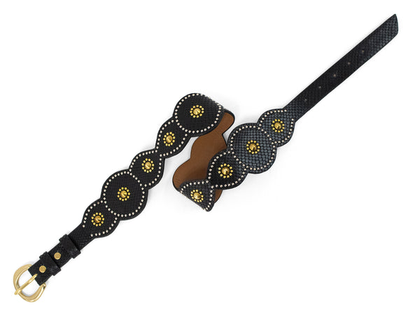 Calleen Cordero Alina Waist Belt Dusty Gold W/ Brass & Nickel Art